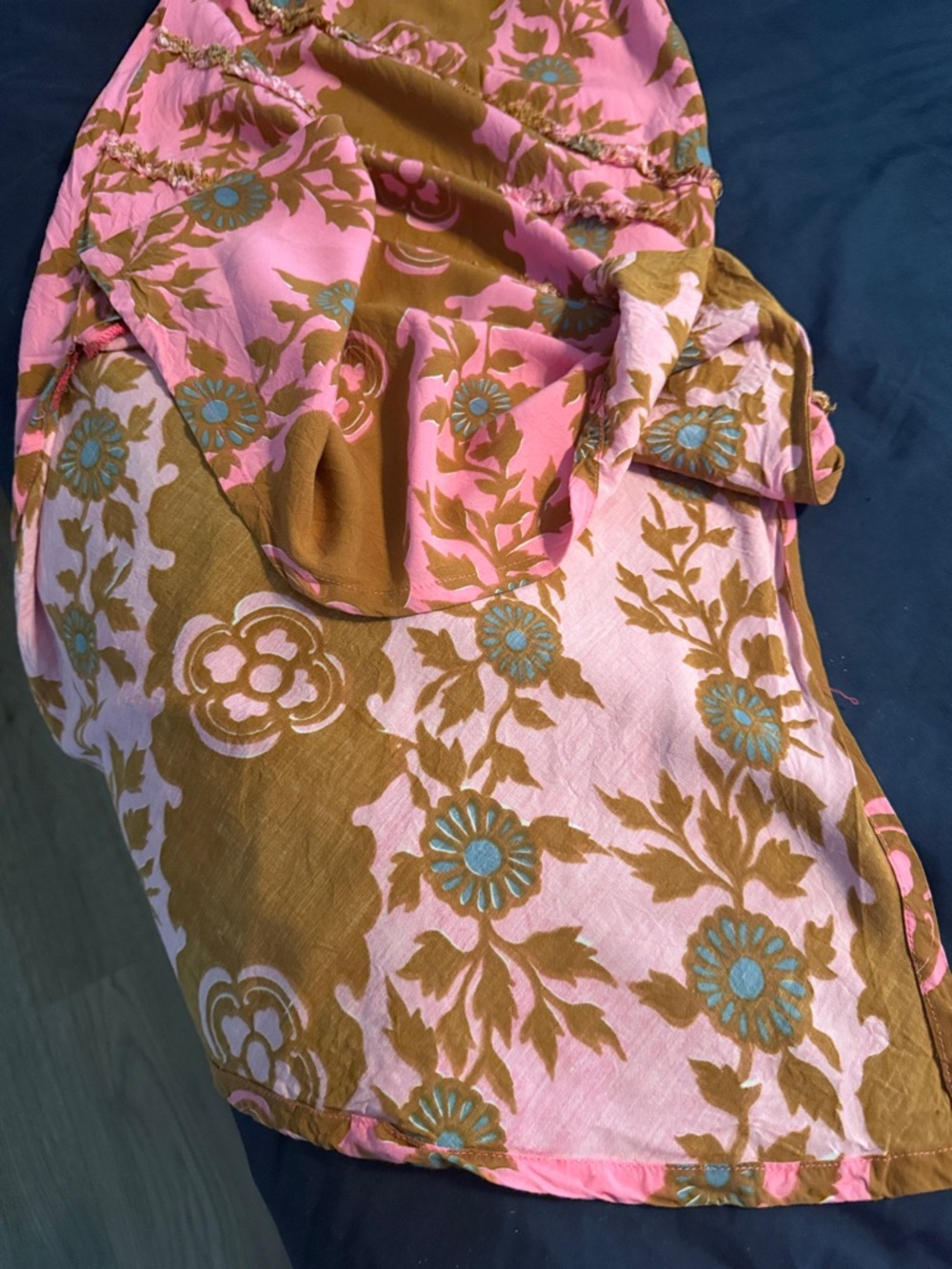 Pink and Brown Floral Halter Maxi Dress - Picture 6 of 8